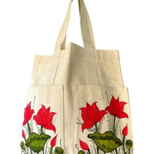 Lotus Garden Madhubani Lotus Tote Bag by Vidushini Prasad