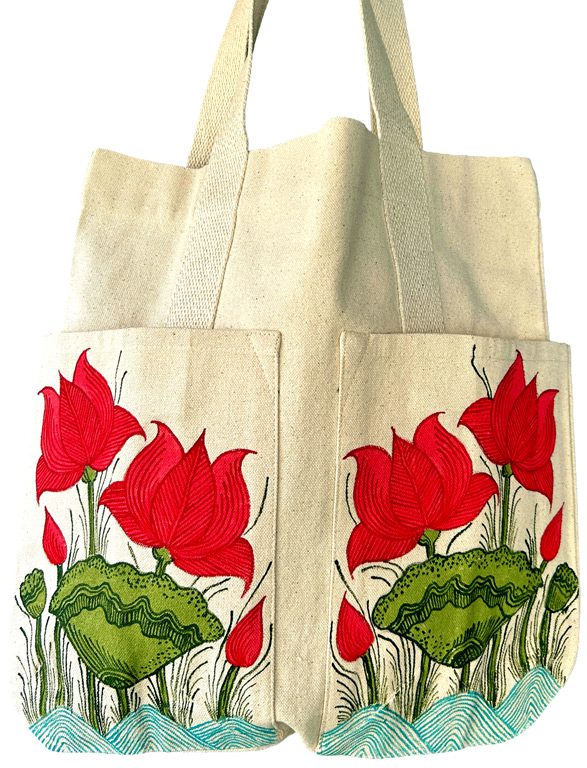 Madhubani Lotus Tote Bag by Vidushini Prasad 2