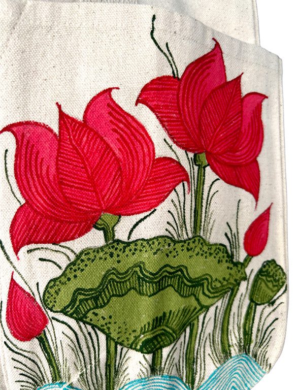 Madhubani Lotus Tote Bag by Vidushini Prasad 3