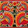 Lovebirds in Fuchsia Madhubani birds painting by Vidushini Prasad