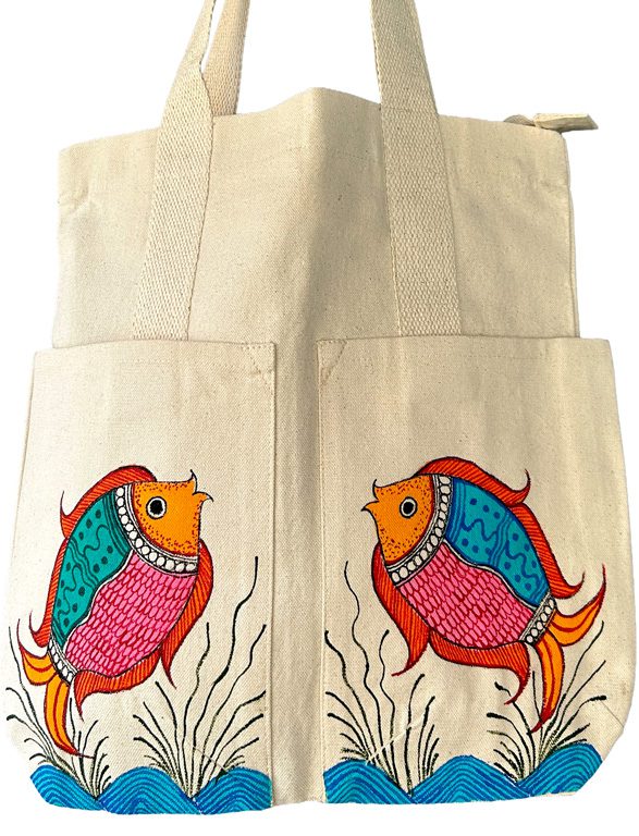Madhubani Fish Tote Bag by Vidushini Prasad 2