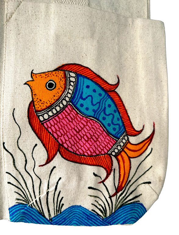 Madhubani Fish Tote Bag by Vidushini Prasad 3
