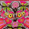Magenta Peacocks in Bloom Madhubani peacock painting by Vidushini Prasad 2
