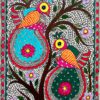 Twin Roundbirds on the Beige Tree Madhubani birds painting by Vidushini Prasad 2