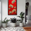 Golden Lotus Madhubani on Wall