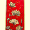 Golden Lotus on Crimson Madhubani