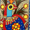 Vibrant Peacock Madhubani Painting 3