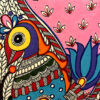 Vibrant Peacock with Flowering Tree 4