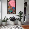 Vibrant Peacock with Flowering Tree on Wall