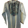 Hand-Painted Madhubani Khadi Cotton Kurta - Aqua Green