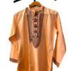 Hand-Painted Madhubani Khadi Cotton Kurta - Peach Elegance