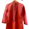 Light Red Hand-Painted Madhubani Khadi Kurta