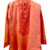 Hand-Painted Madhubani Khadi Cotton Kurta Light red with bird motif