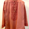 Hand-Painted Madhubani Khadi Cotton Kurta Light red with bird motif 6