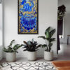 Sapphire Peacock Madhubani Painting on Wall
