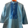 Sky Blue Khadi Kurta with Hand-Painted Madhubani Birds
