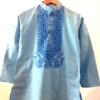 Sky Blue Khadi Kurta with Hand-Painted Madhubani Birds 6