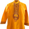 Sunshine Yellow Khadi Kurta with Hand-Painted Madhubani fish Motif