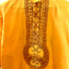 Sunshine Yellow Khadi Kurta with Hand-Painted Madhubani fish Motif 6