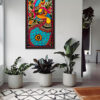 Vibrant Paradise Bird Madhubani Painting on Wall